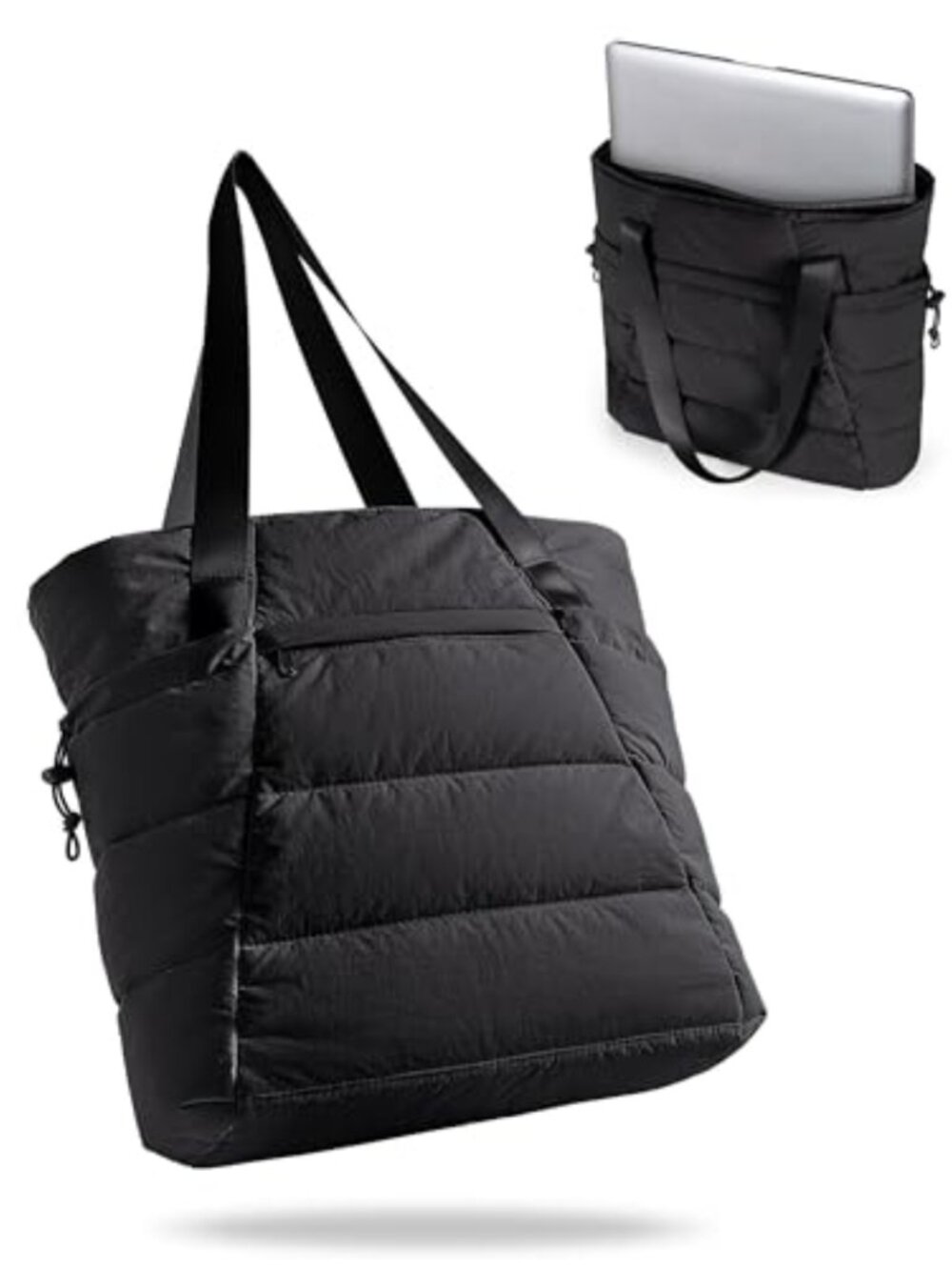 Smasrob Puffer Tote Bag for Women, Lightweight Taslan Travel Tote with Laptop
